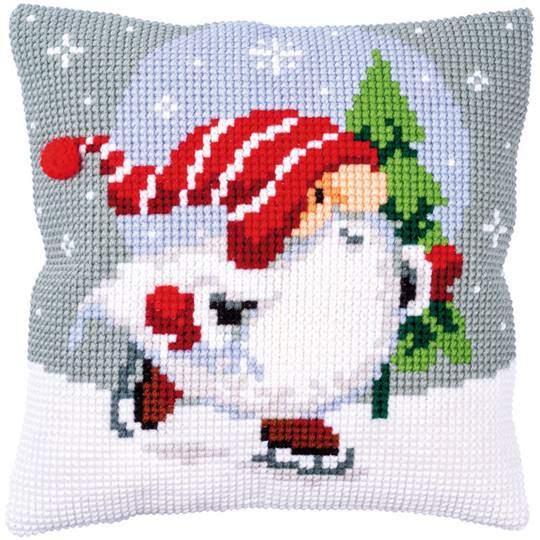 Gnome de Noël III - kit Coussin gros trous - Vervaco