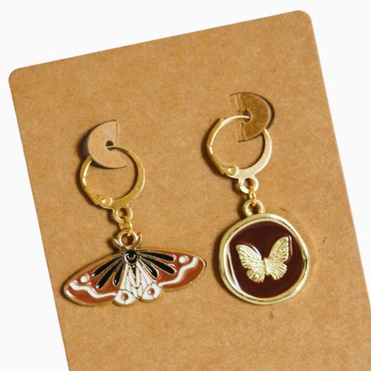 Lot de 2 anneaux Marqueurs de Maille - Papillons Bordeaux