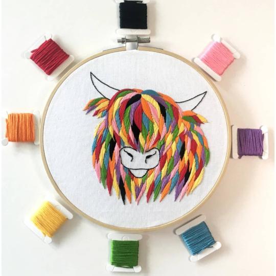 Vache Highland Colorée - Kit broderie