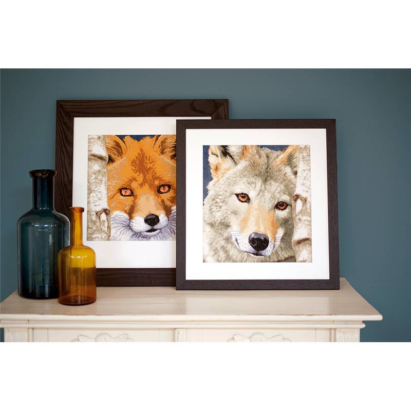 Kit Point De Croix Pré-imprimé Le Loup – Tissu 11CT 40x40 Cm | Pour Adultes Débutants