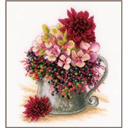 Bouquet de Fleurs Roses - Kit point de croix - Lanarte