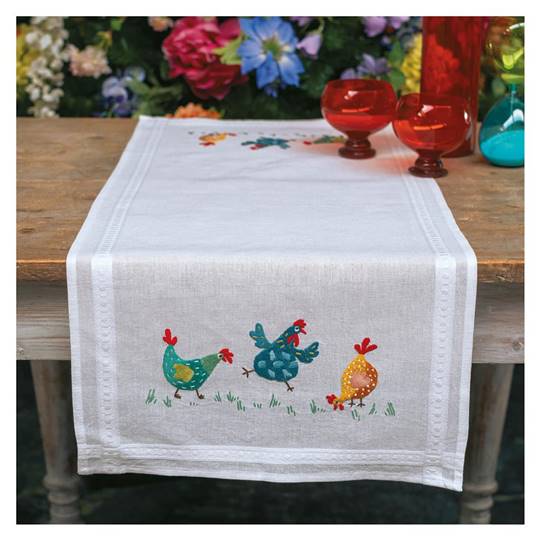 Poules Colorées • Chemin de table à broder - Vervaco