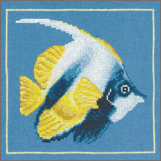 Poisson d'Angle jaune • Kit point de croix - Lanarte