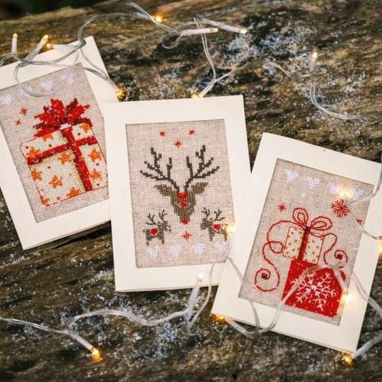 Kit Cartes à broder Voeux de Noël - Vervaco