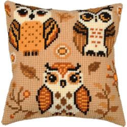 Kit coussin point de croix Hiboux sur canevas – Vervaco