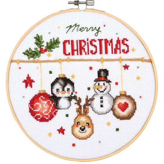 Joie de Noël - Kit Point Compté avec Cercle à Broder Noël - Vervaco