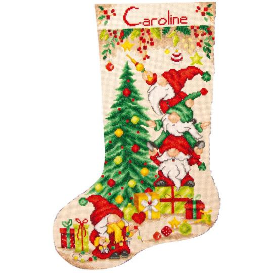Fête des gnomes de Noël - Kit chaussette de Noël à broder - Vervaco