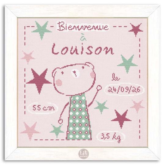 Louison dans les étoiles- Fiche point de croix B017 - Lilipoints
