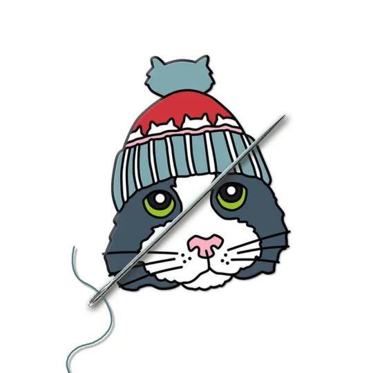Aimant à broder - Chat au Bonnet  - Emma Ball