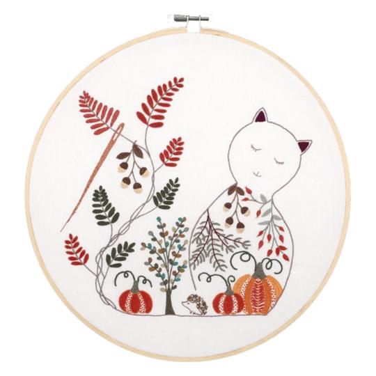 Le Chat en automne - Kit broderie Traditionnelle - Un chat dans l'aiguille