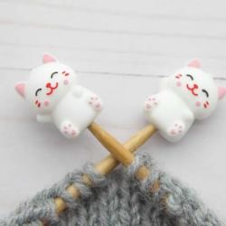 2 Protège-pointes pour Aiguilles et Crochets - Chat heureux