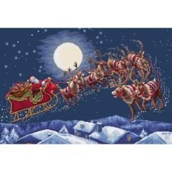 Awesocrafts Kit Broderie Point De Croix Père Noël - Motif Estampé Ou Compté Pour Débutants Et Confirmés