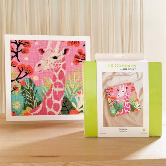 Girafe Pop – Kit canevas complet 20 × 30 cm – Milpoint